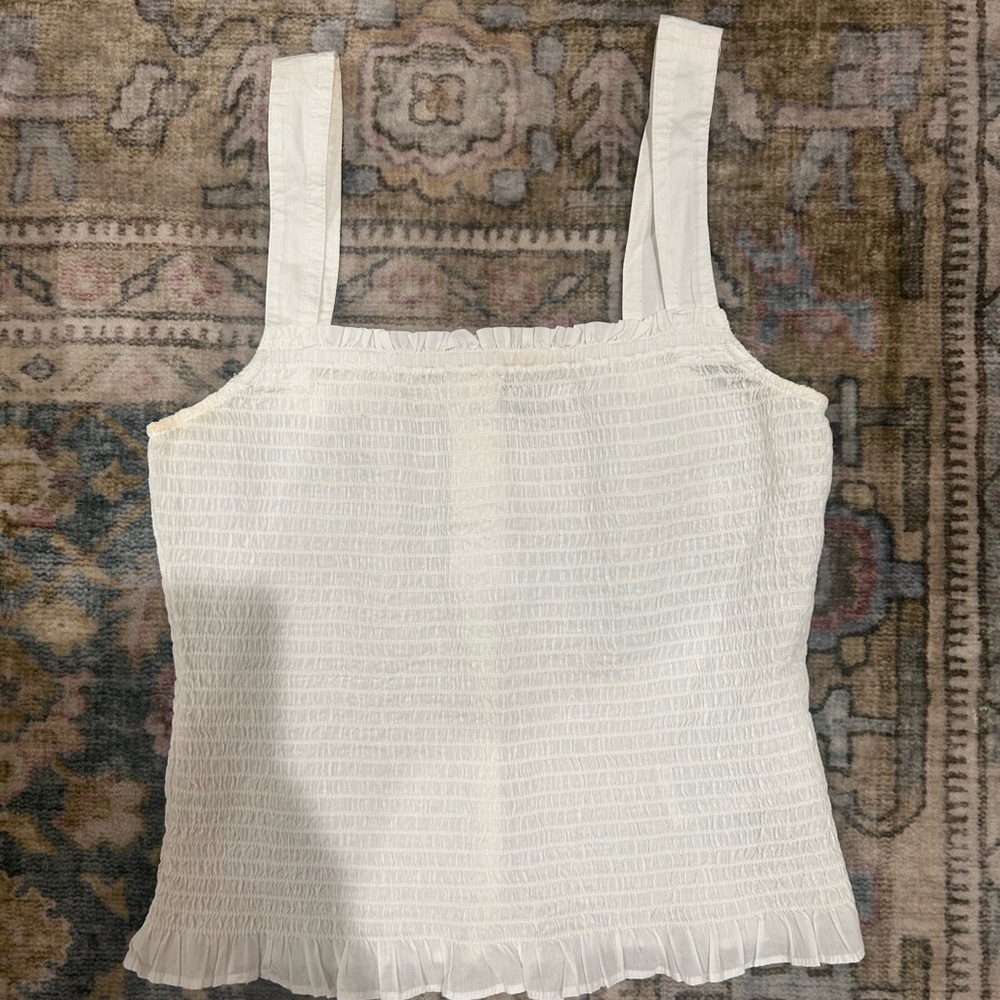 SOLD - Madewell White Smocked Women's Top